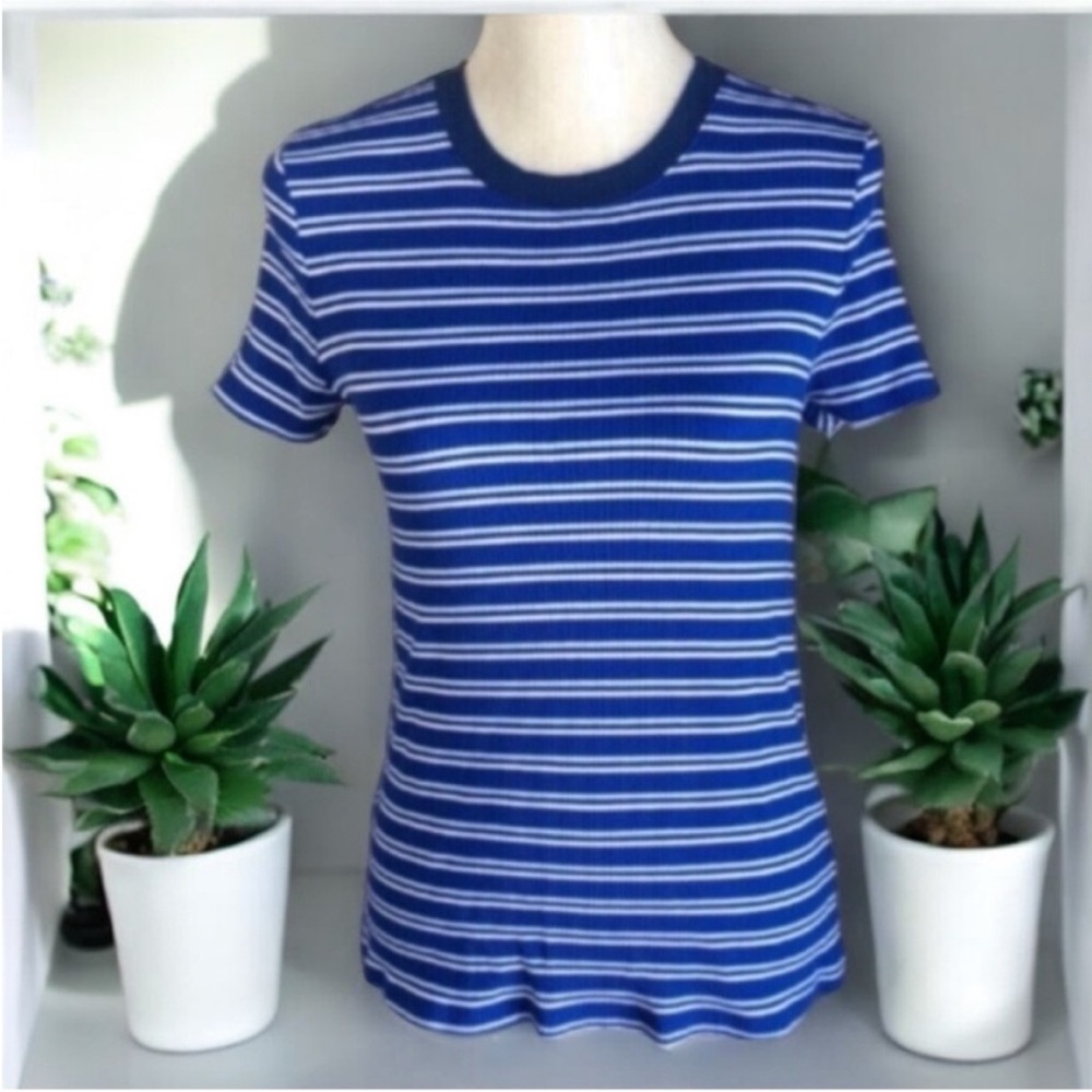 Style & Co. Blue and White Striped Tee
